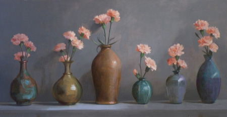 Six Vases Of Carnations